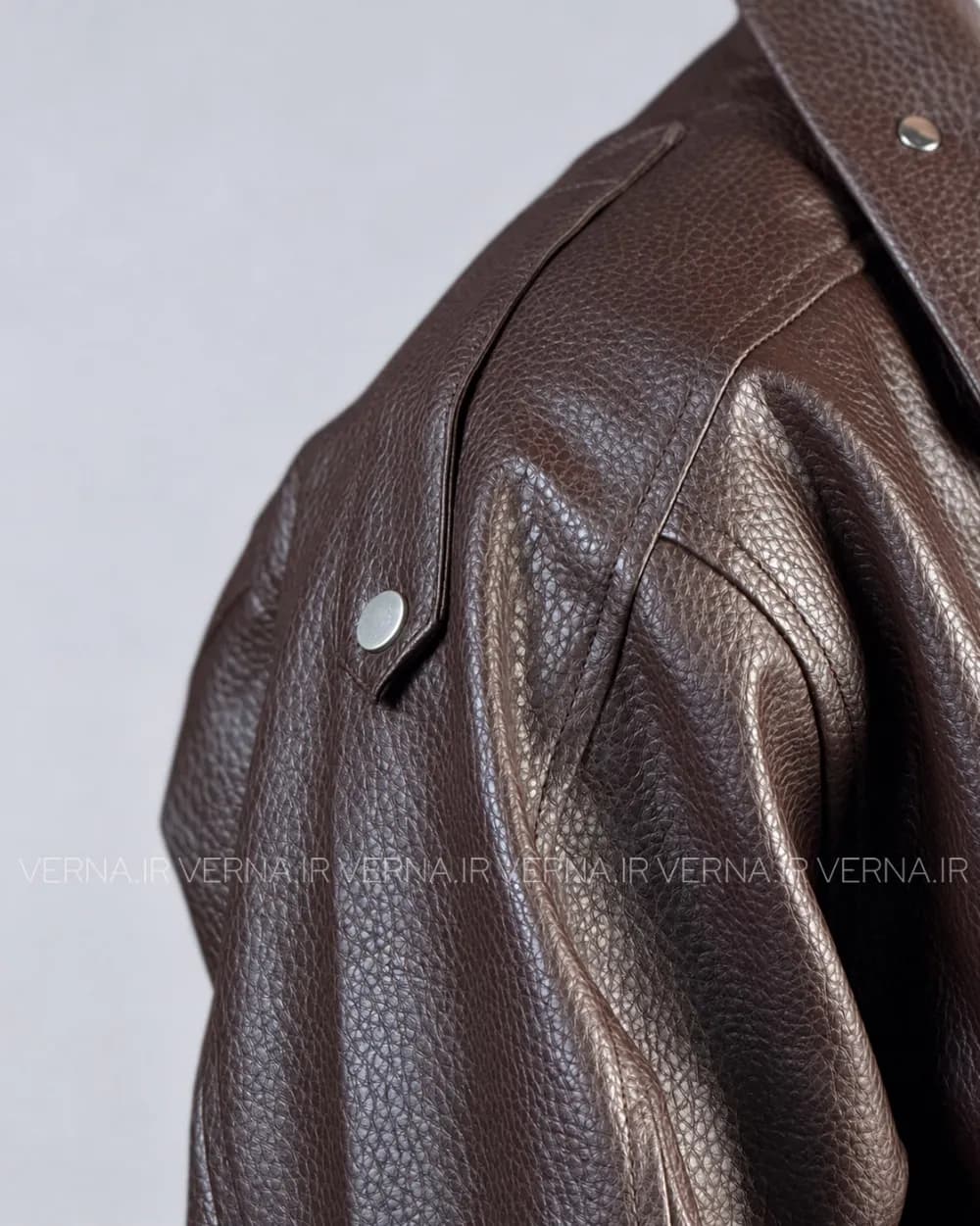 کاپشن چرم مردانه یقه ایستاده AD4063 — تصویر ۷