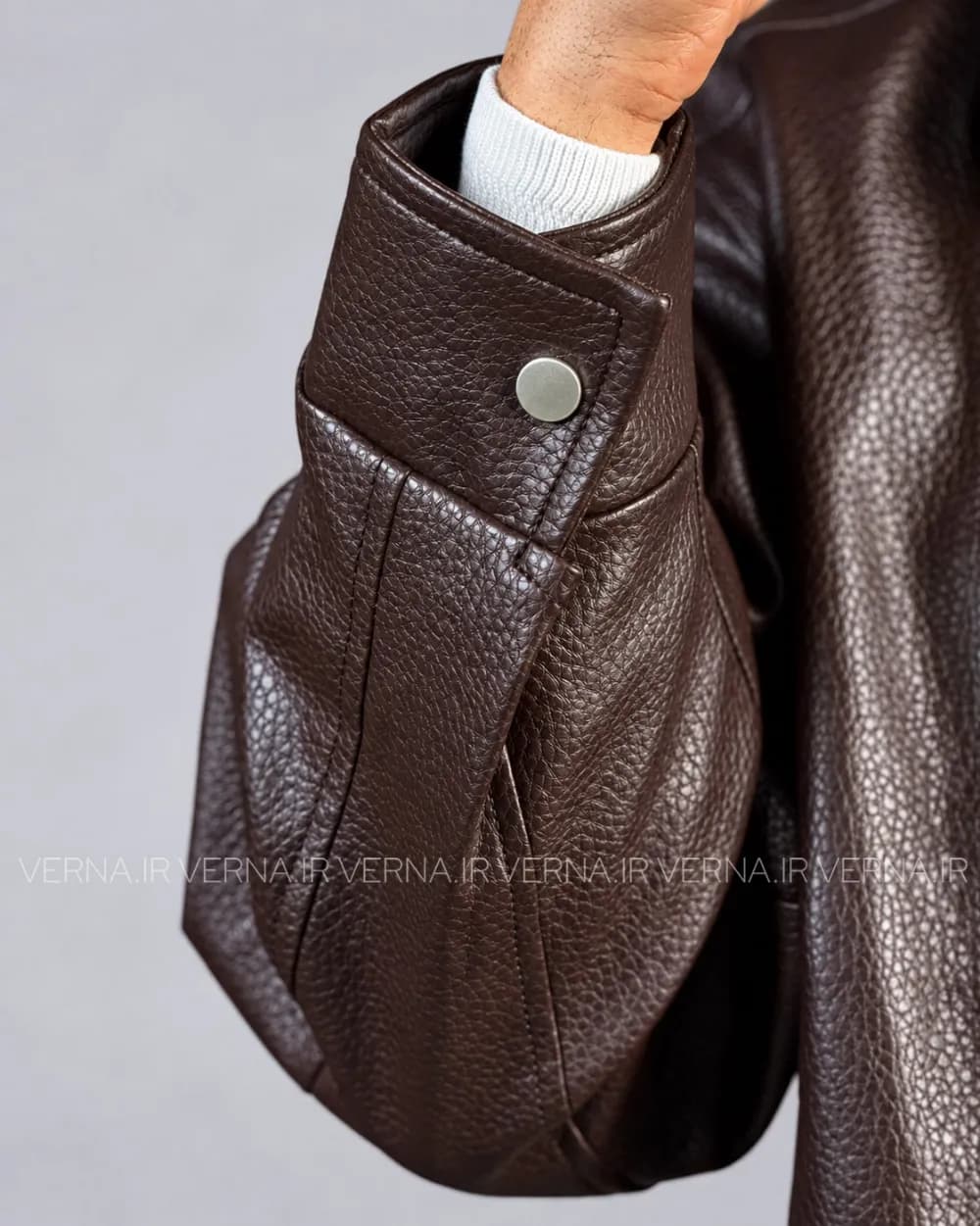 کاپشن چرم مردانه یقه ایستاده AD4063 — تصویر ۸