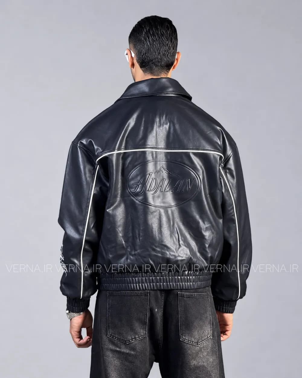 کاپشن چرم مردانه مغزی دوزی AD4069 — تصویر ۸