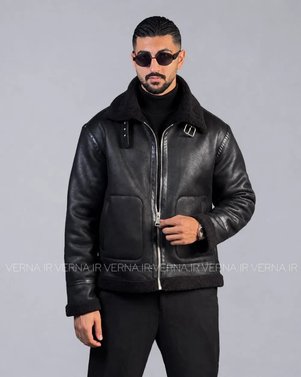 کاپشن چرم مردانه بوفالو AD4034 — تصویر ۳