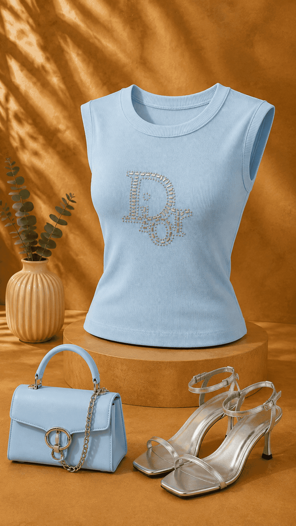 تاپ فانریپ حلقه ای نگینی Dior آبی