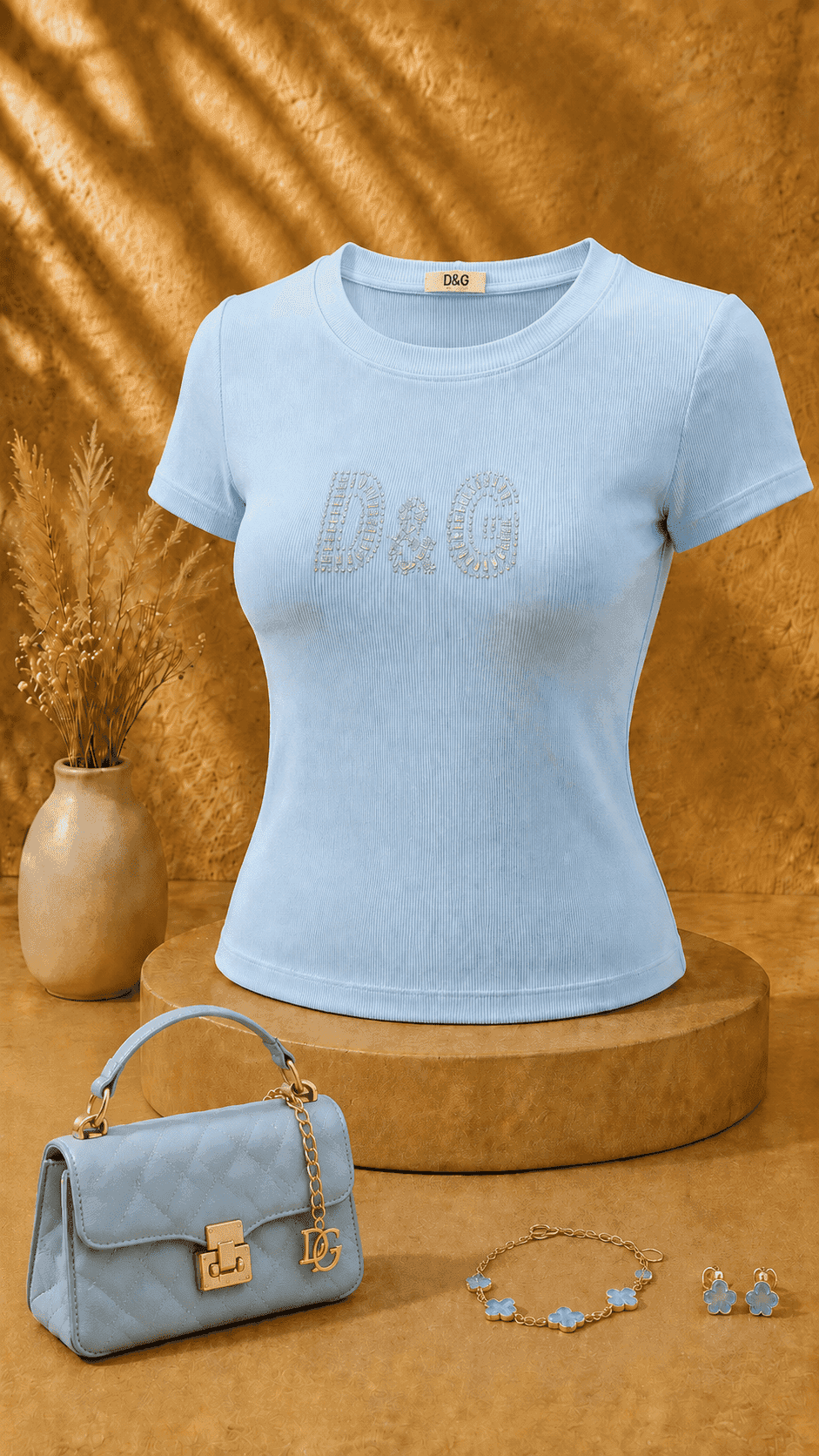 کراپ فانریپ نگینی D&G آبی