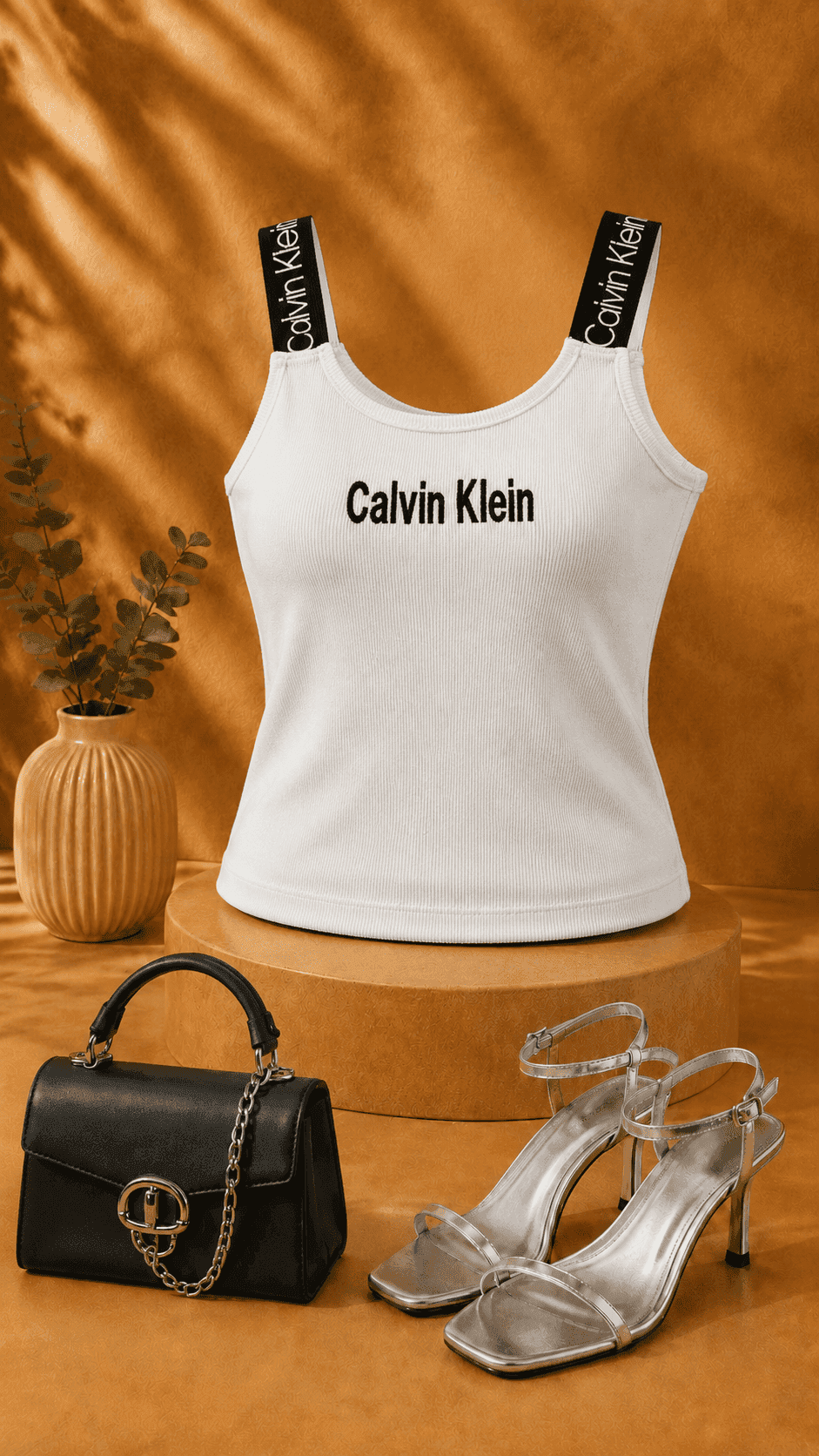 تاپ فانریپ بند کشبافت Calvin Klein سفید