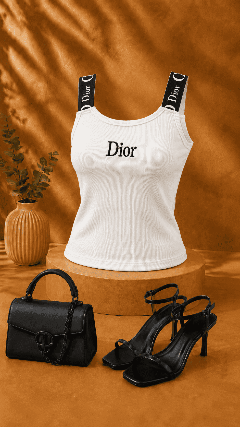 تاپ فانریپ بند کشبافت Dior سفید
