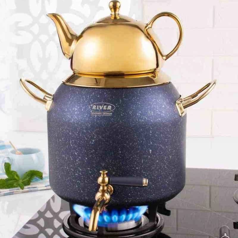 کتری و قوری گرانیتی شیر دار ریور RIVER سرمه ای 6 لیتر کد 5846