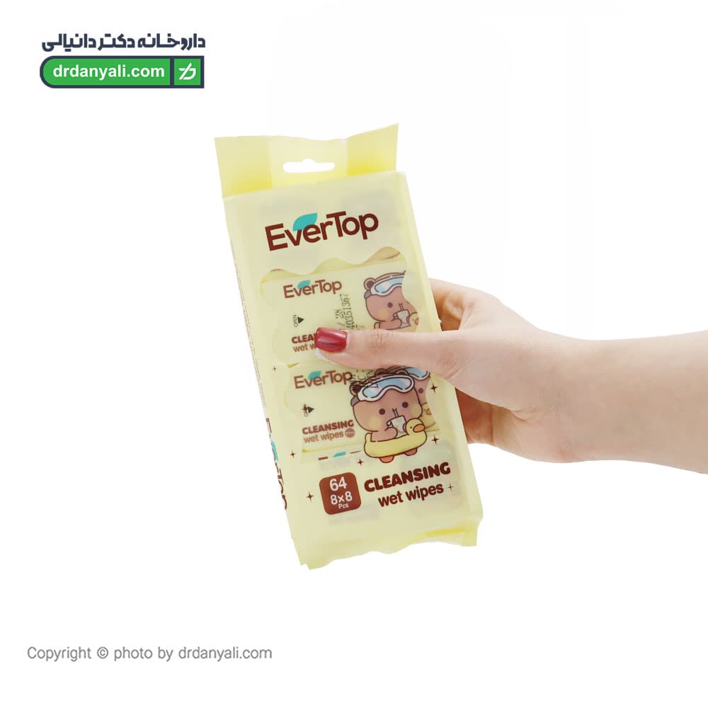 دستمال مرطوب جیبی کودک اورتاپ مدل کارتونی (8×8) 64 برگ — تصویر ۲