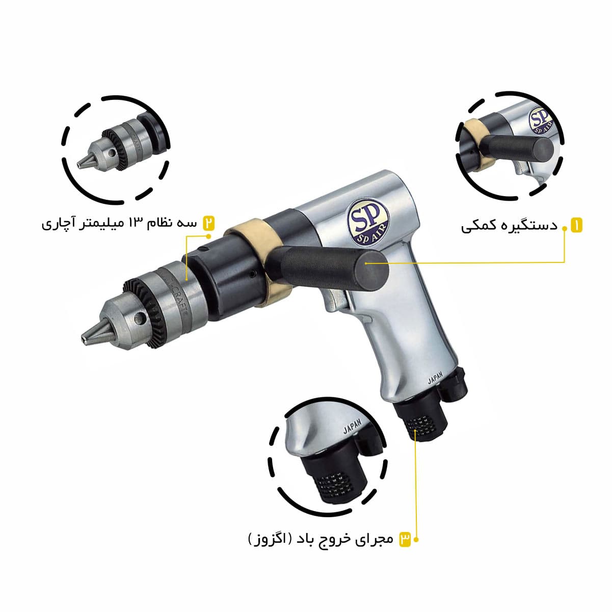 دریل بادی هفت تیری اس پی SP-1533 ابزار پیشه — تصویر ۲