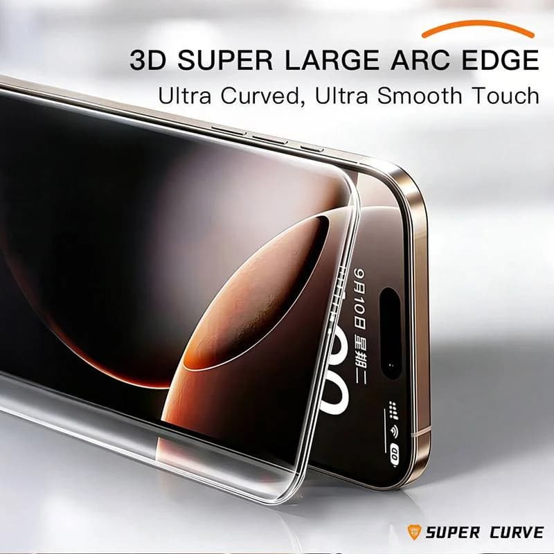 گلس آیفون میتوبل Mietubl مدل Super Curve شفاف بدون حاشیه مشکی — تصویر ۵