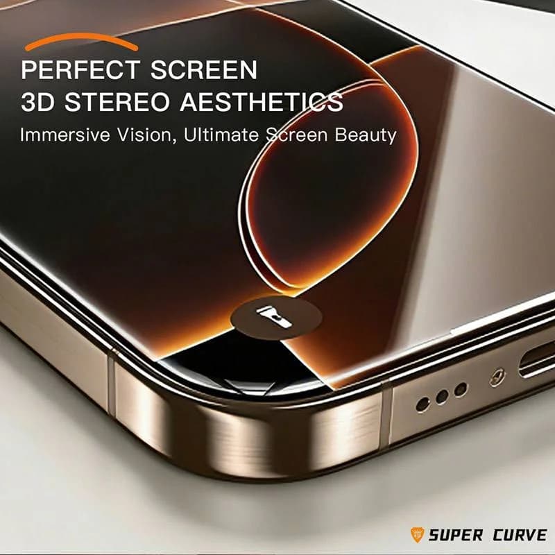 گلس آیفون میتوبل Mietubl مدل Super Curve شفاف بدون حاشیه مشکی — تصویر ۴