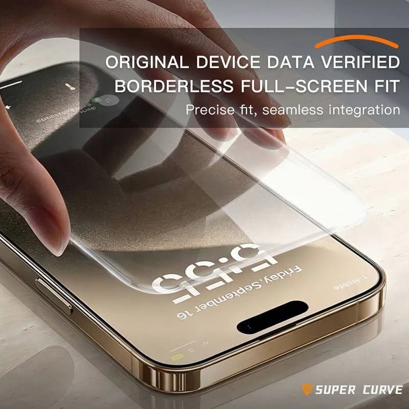 گلس آیفون میتوبل Mietubl مدل Super Curve شفاف بدون حاشیه مشکی — تصویر ۳