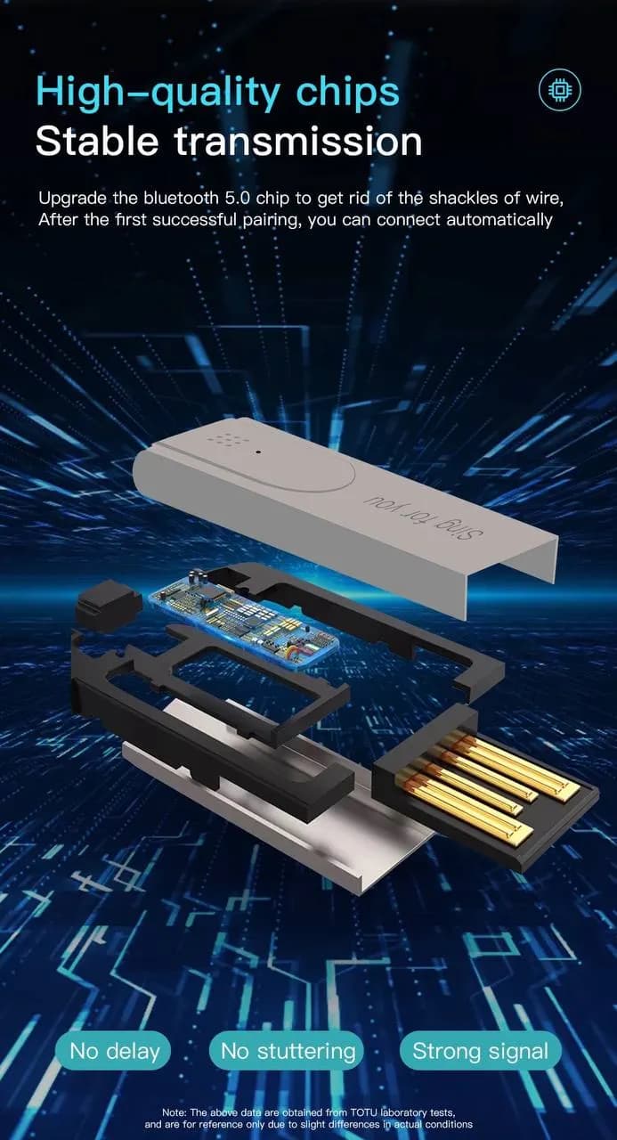 دانگل بلوتوث صوتی TOTU Bluetooth 5.0 Audio Adapter مدل AD-10 — تصویر ۷