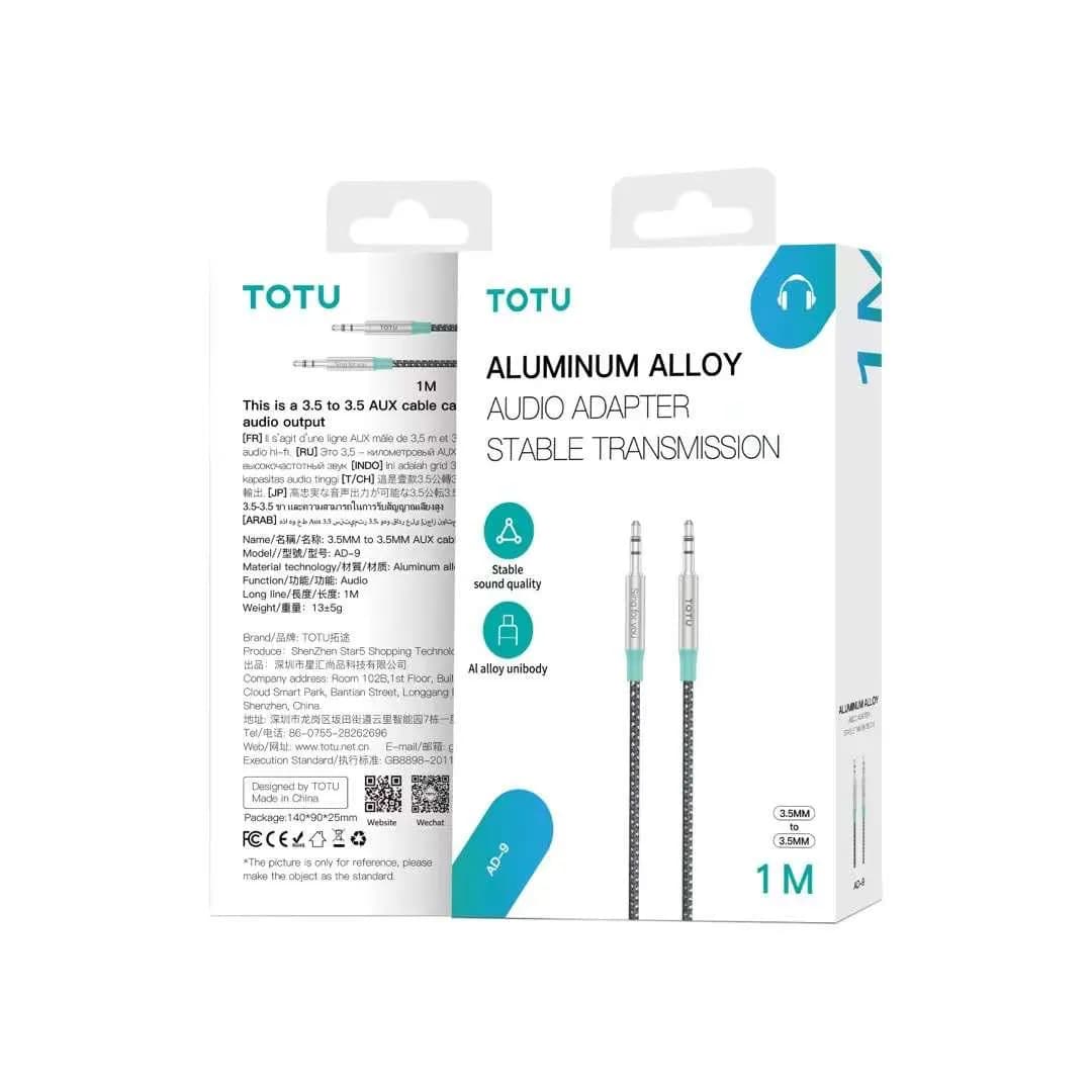 کابل AUX توتو (TOTU) آلومینیومی 3.5 میلی‌متری 1 متری — تصویر ۲