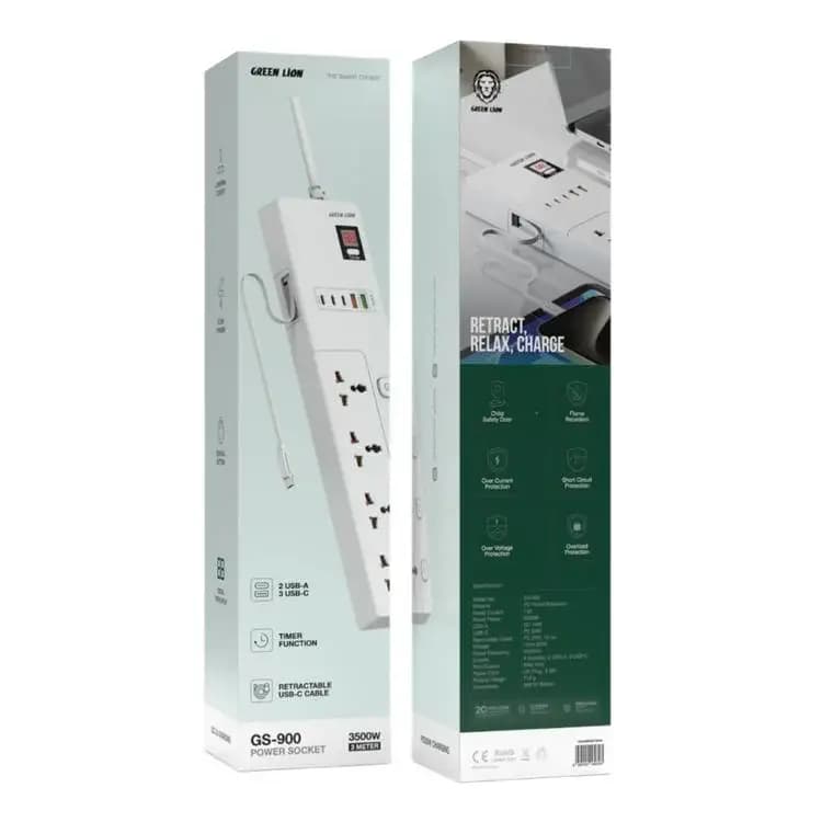 چندراهی و محافظ برق 3500W گرین لاین مدل GS-800 به طول 2 متر Green Lion — تصویر ۳