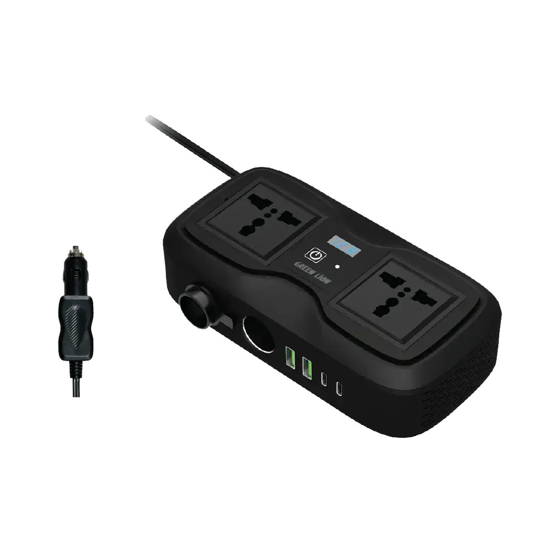 چندراهی و مبدل برق فندکی خودروی گرین لاین مدل GC-233 توان 200 وات Green Lion inverter — تصویر ۲