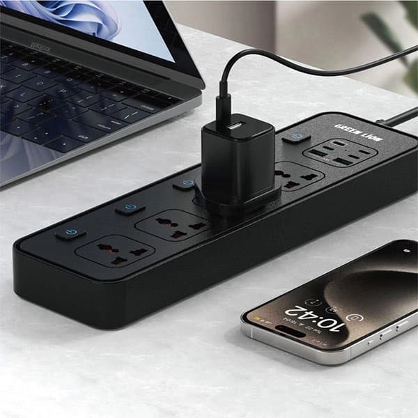 چندراهی برق و محافظ گرین لاین مدل Green Lion Power socket PD30w — تصویر ۳