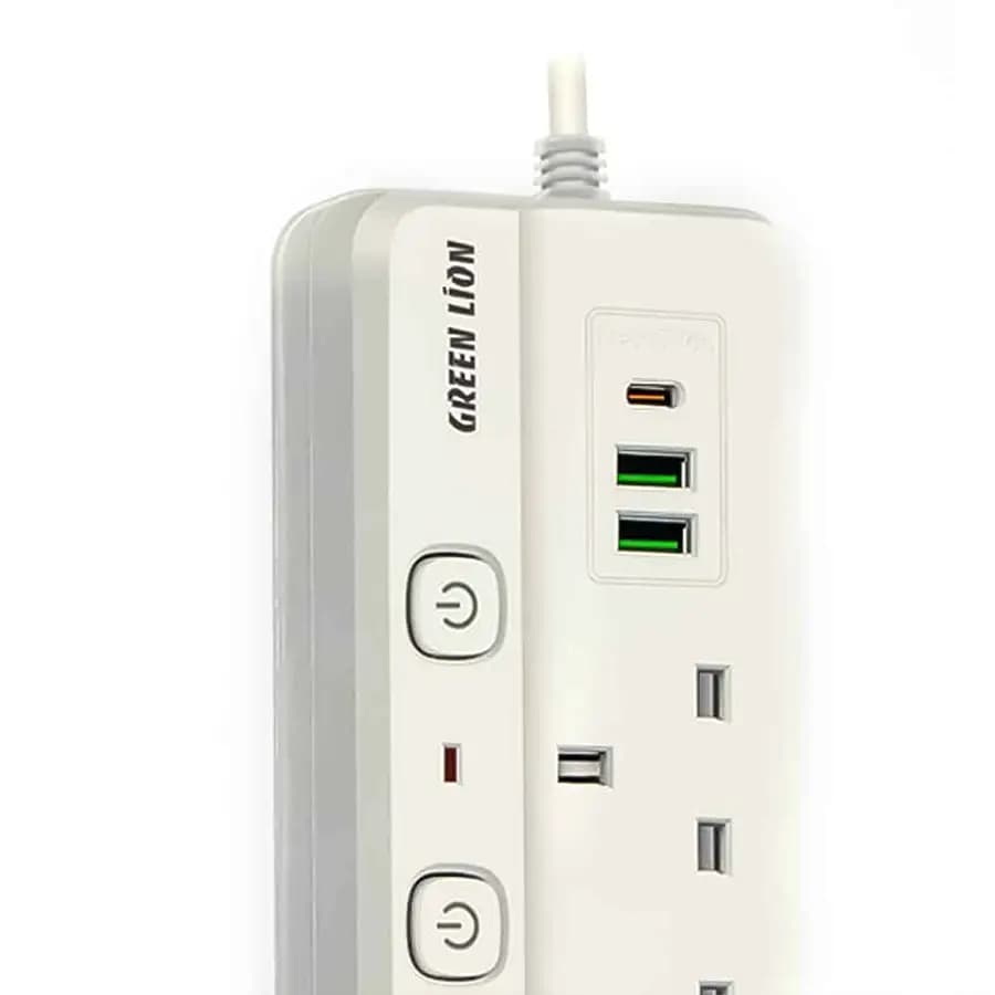 چندراهی گرین لاین مدل Green Lion Power Socket 2 USB-A & 1 Type-C 2500W — تصویر ۳