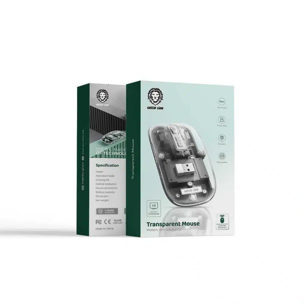 ماوس شفاف بی سیم گرین لاین Green Lion Transparent Mouse — تصویر ۱۰