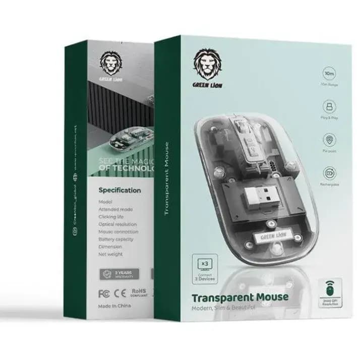 ماوس بی سیم گرین لاین Green Lion Transparent Mouse Lite — تصویر ۳