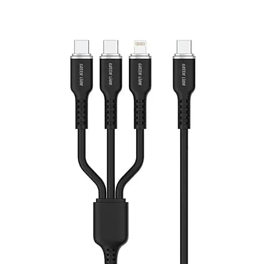 کابل تایپC به لایتنینگ و تایپC مدل گرین لاین Green Lion 3in1 Silicone Cable