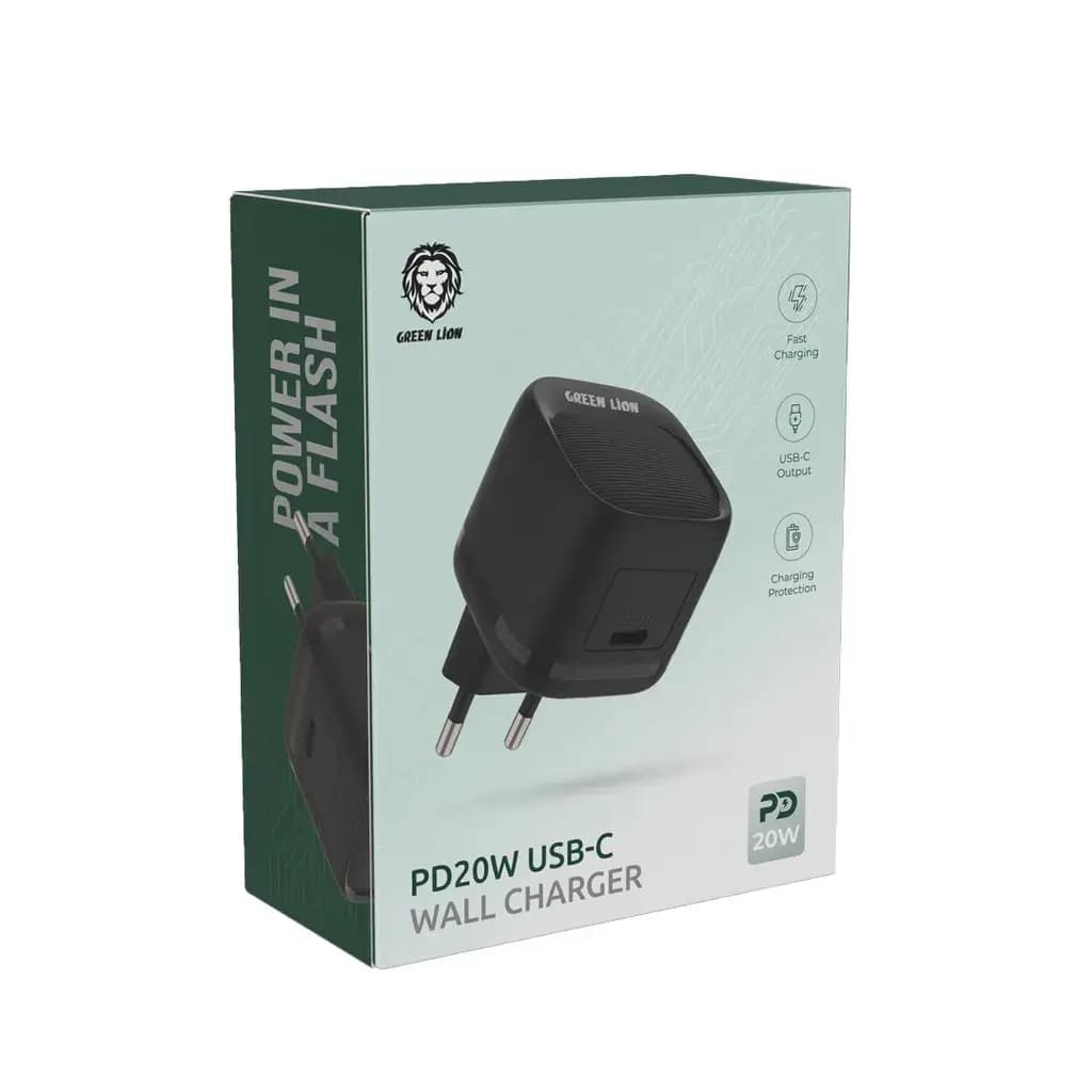 شارژر تک پورت 20 وات گرین لاین همراه با کابل USB-C به Green Lion USB-C — تصویر ۲