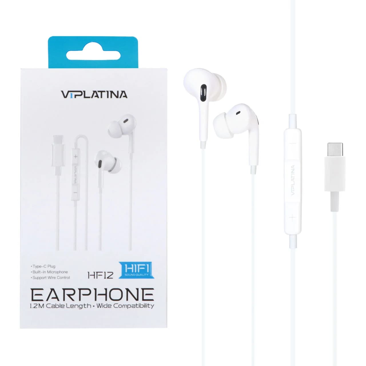 هندزفری باسیم VIPLATINA Type-C مدل HF12 – سفید