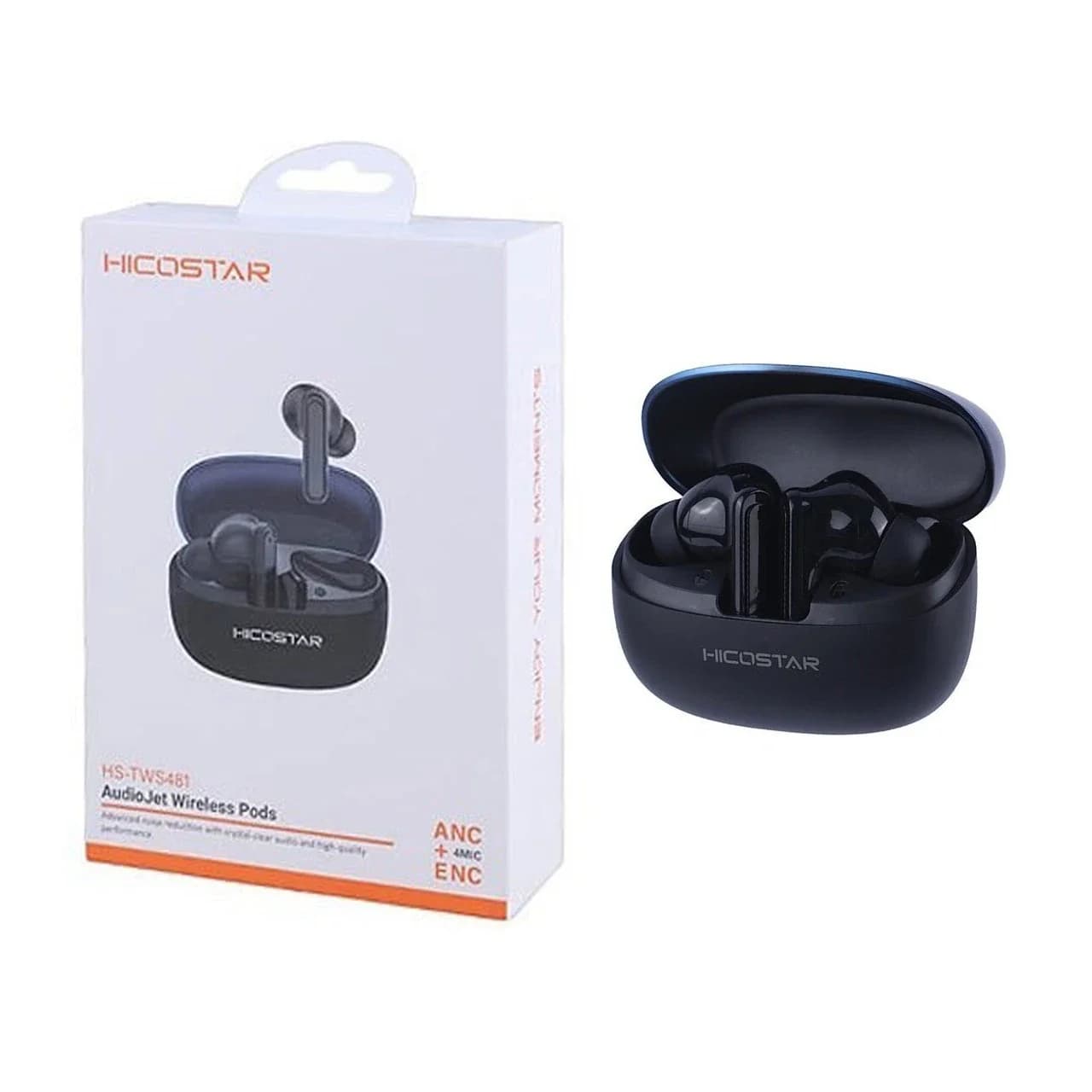 ایرفون بی سیم Hicostar مدل AudioJet HS-TWS481 ANC+ENC – سرمه ای