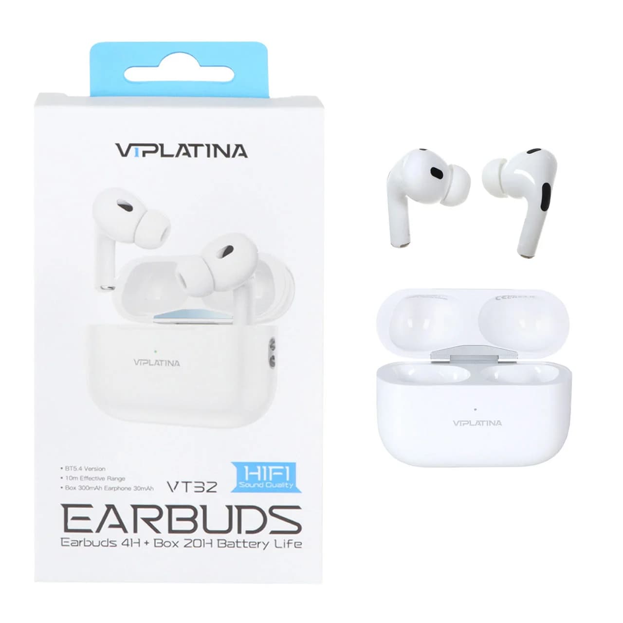 ایرفون بی سیم VIPLATINA مدل VT32 – سفید (گارانتی 18 ماه تعویض نیکان همراه)