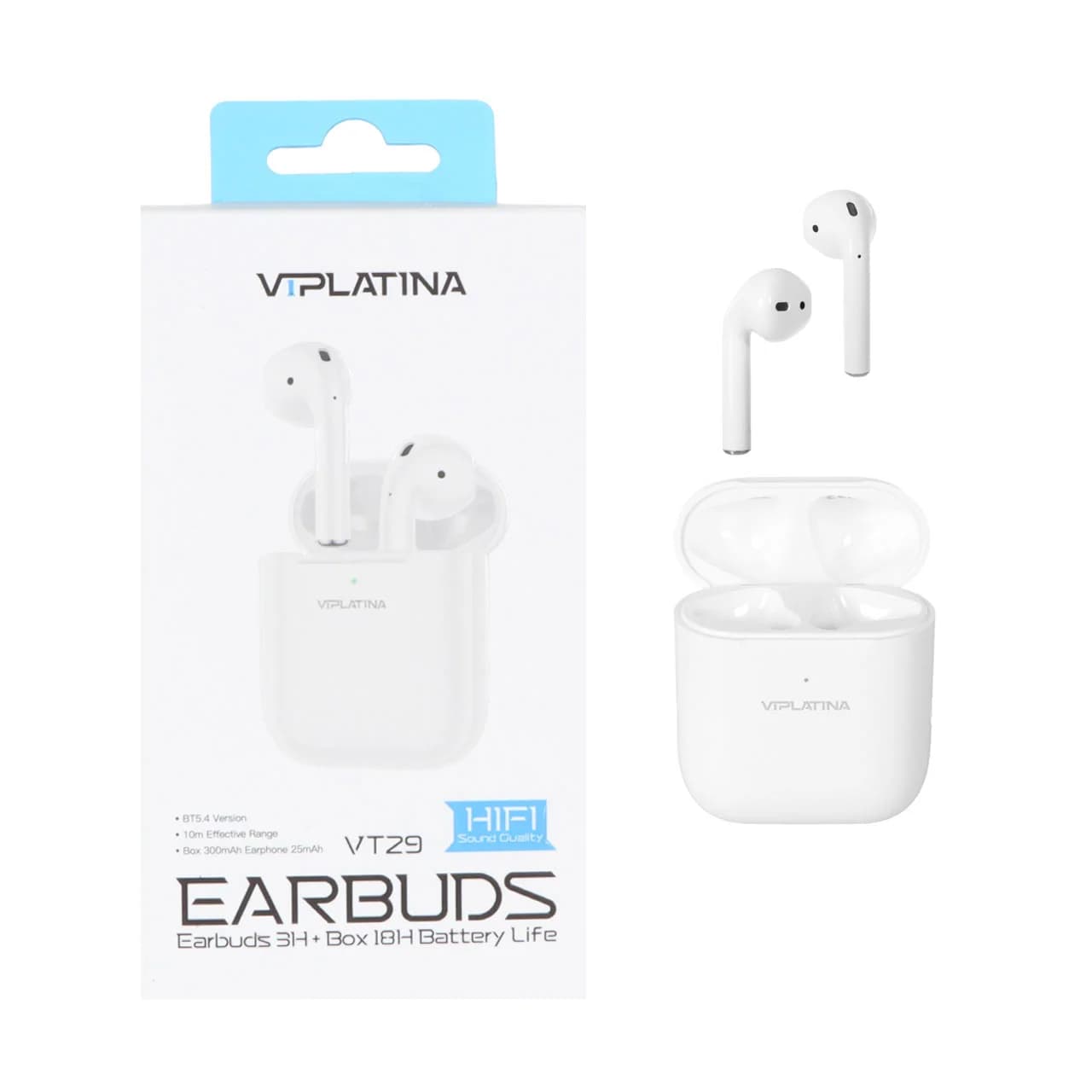 ایرفون بی سیم VIPLATINA مدل VT29 – سفید (گارانتی 18 ماه تعویض نیکان همراه)