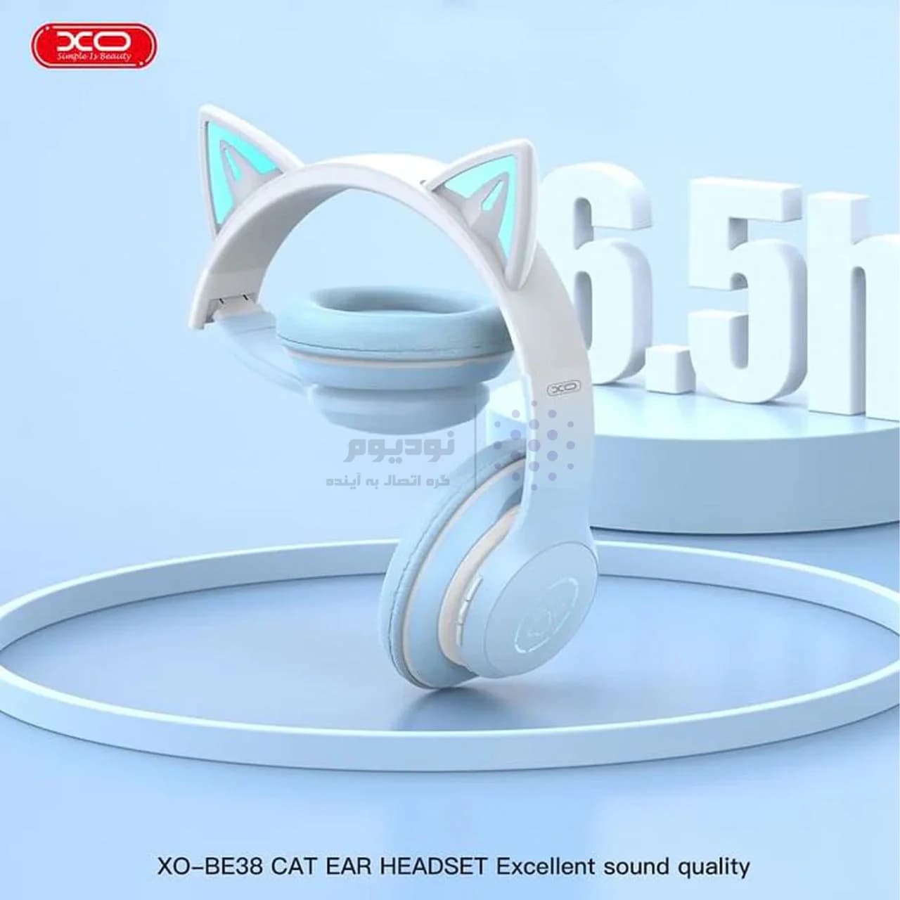 هدفون بی سیم XO مدل Cat EAR BE38 – آبی — تصویر ۵