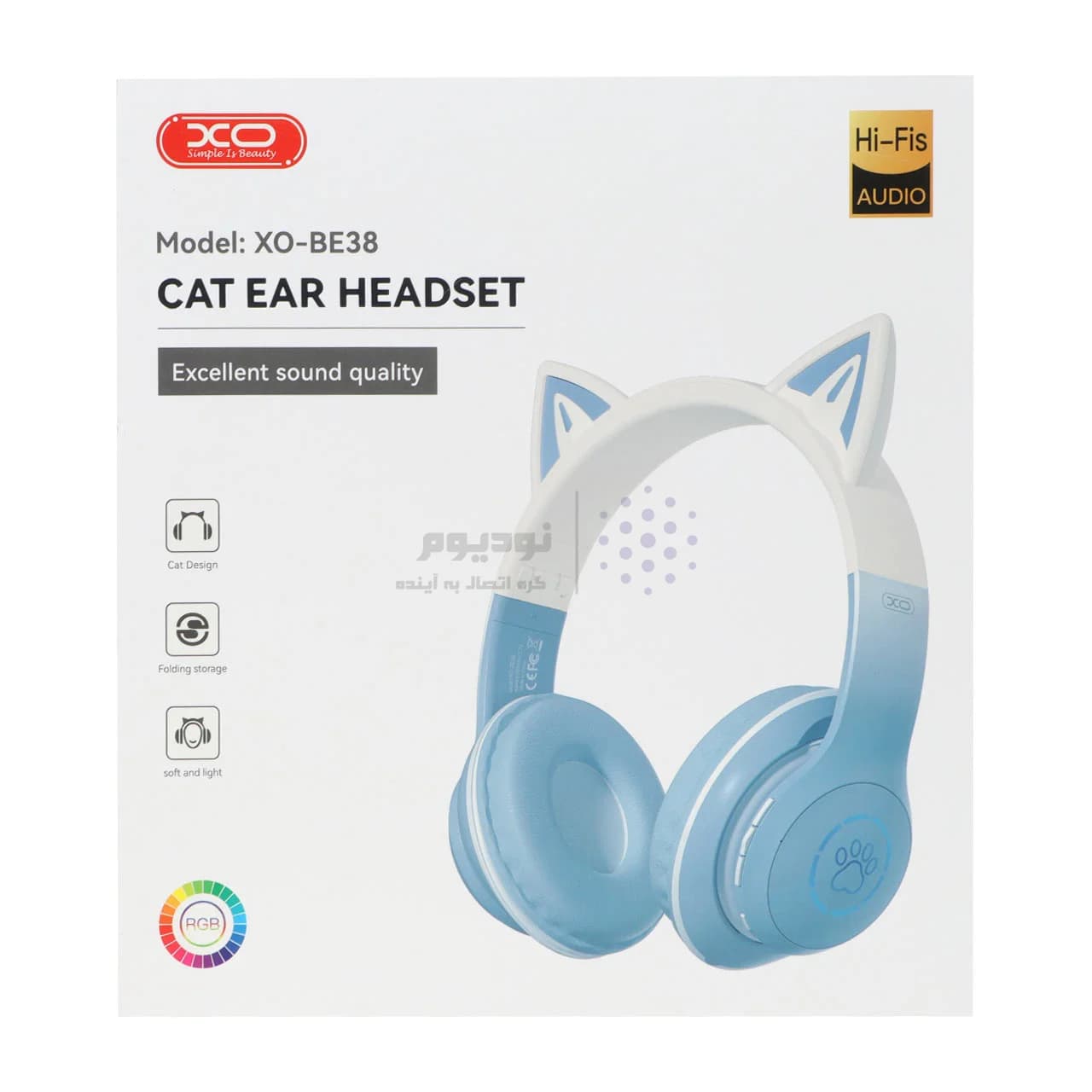 هدفون بی سیم XO مدل Cat EAR BE38 – آبی — تصویر ۴