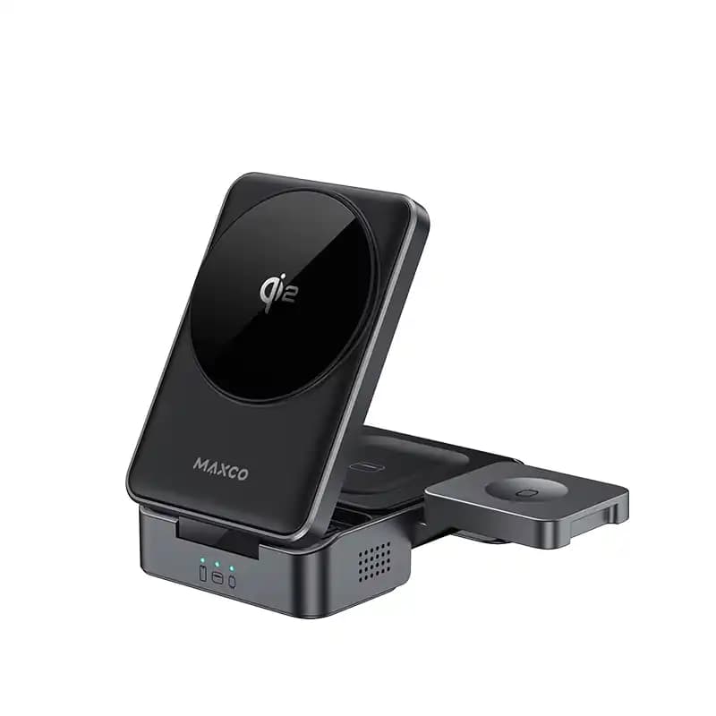 شارژر وایرلس Qi2 سه حالته مکسکو مدل Maxco MW13 با توان 15 وات