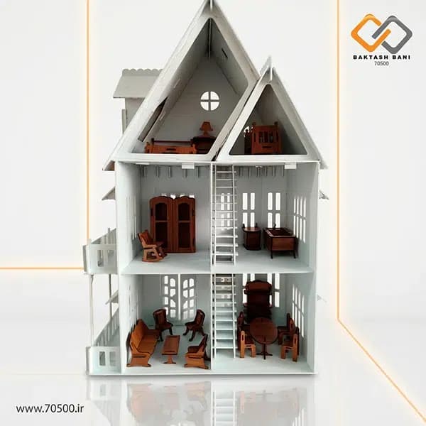 خانه اسباببازی عروسکی سهطبقه -k1011 با لوازم کامل