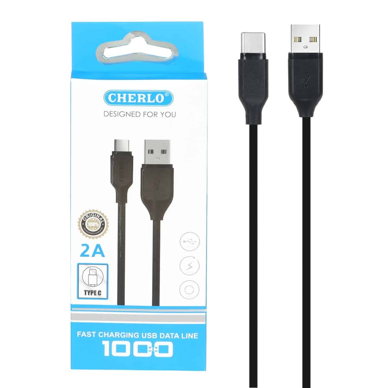 کابل شارژ CHERLO Type-C مدل CH-TC01 – مشکی – SMO