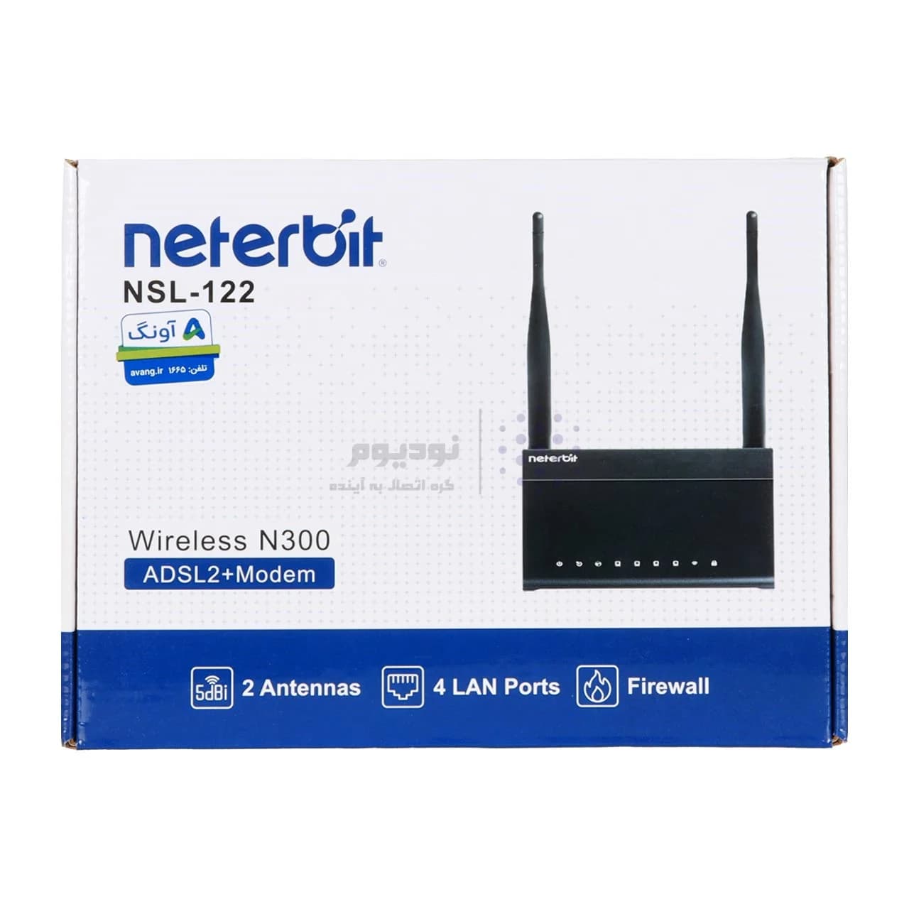 (گارانتی 3 ساله آونگ) – Neterbit NSL-122 Wireless N300 ADSL2 + Modem مشکی – مودم — تصویر ۱۲