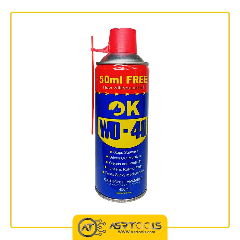 اسپری روان کننده و زنگ بر ویژه اوکی مدل OK WD-40 حجم 450 میلی لیتر کارتن 24 عددی — تصویر ۲