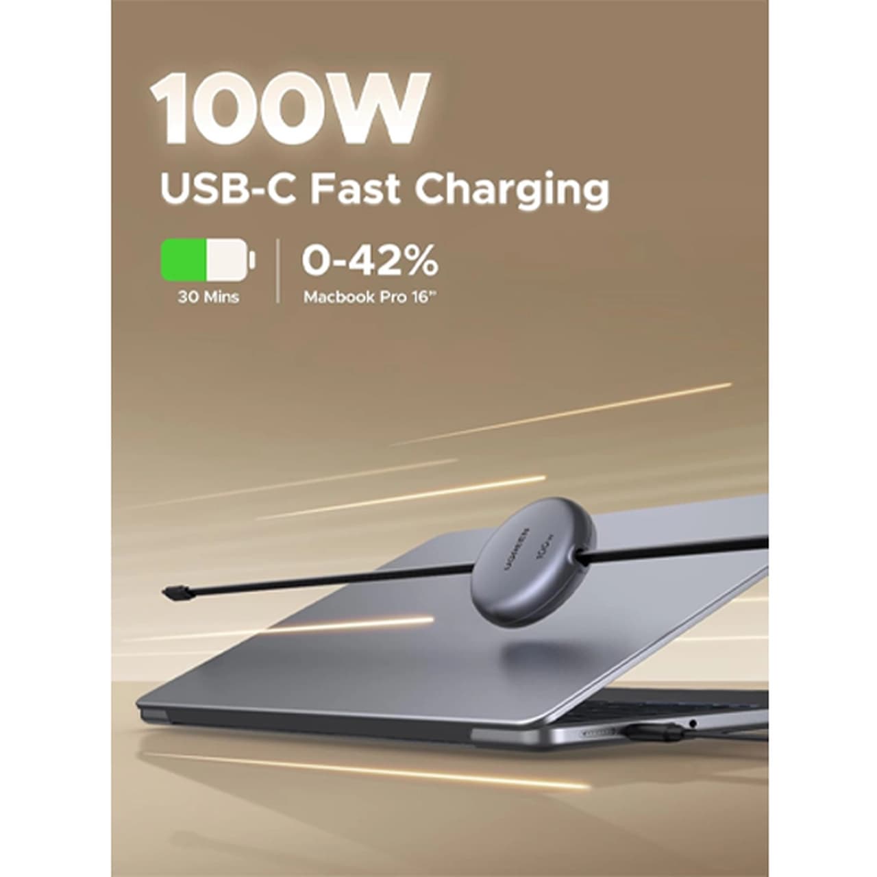 کابل شارژ PD و فست UGREEN Type-C To Type-C مدل Nexode L531-65905 100W – خاکستری — تصویر ۲