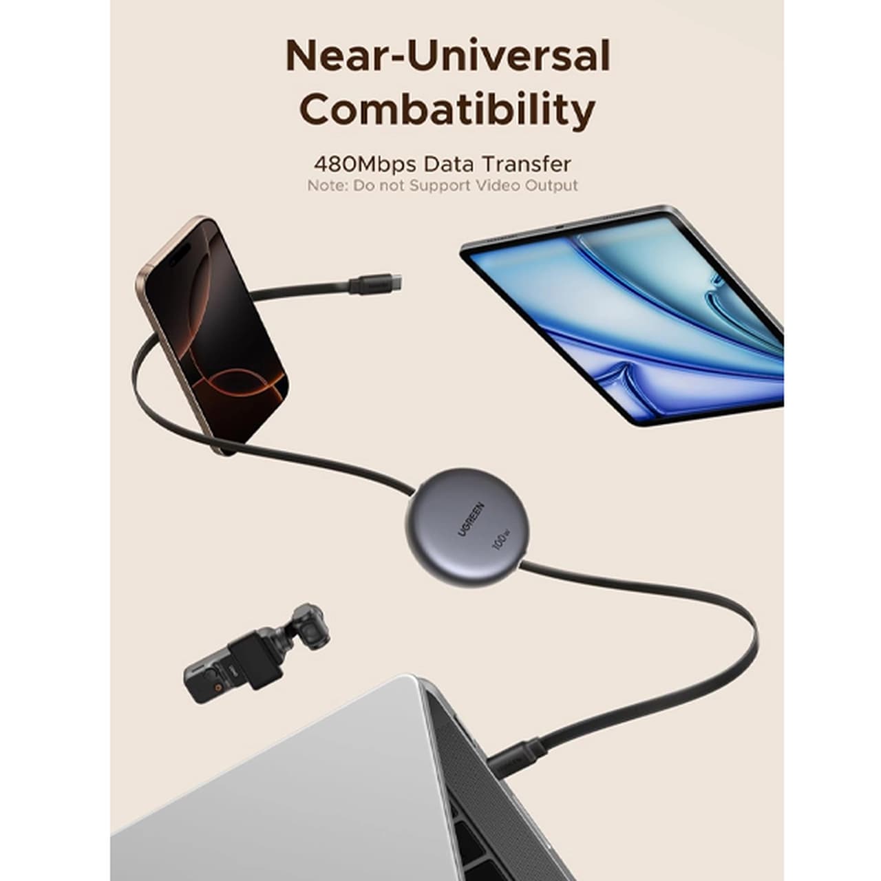 کابل شارژ PD و فست UGREEN Type-C To Type-C مدل Nexode L531-65905 100W – خاکستری — تصویر ۶