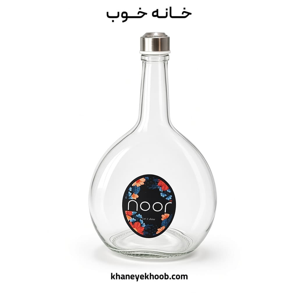 بطری آب شیشه‌ای ۱.۵ لیتری طرح باران مدل کتیبه | خانه خوب