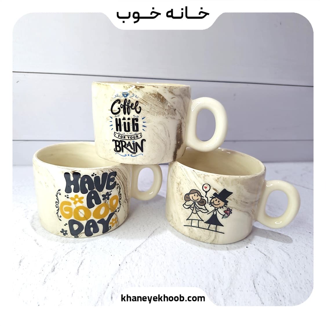 ماگ سرامیکی طرح ماربل مدل | تکست و عروسکی