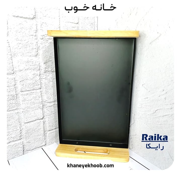 سینی فلزی مستطیل رایکا مدل لبهدار با دسته چوبی | پذیرایی و دکوراتیو — تصویر ۳