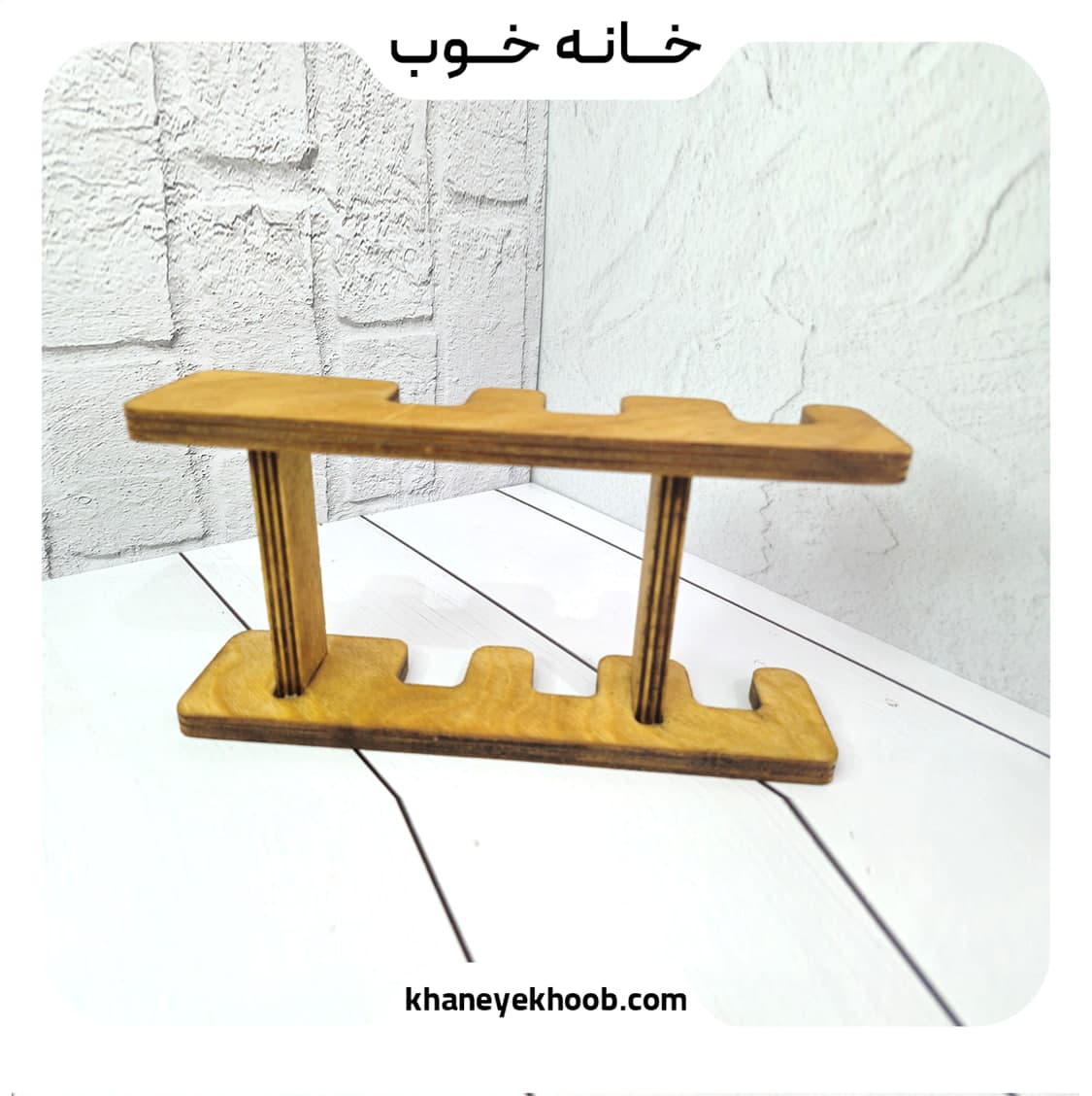 استند تخته سرو چوبی ۳ خانه مدل WOOD102 | پایه نگهدارنده تخته سرو آشپزخانه و کافه — تصویر ۴
