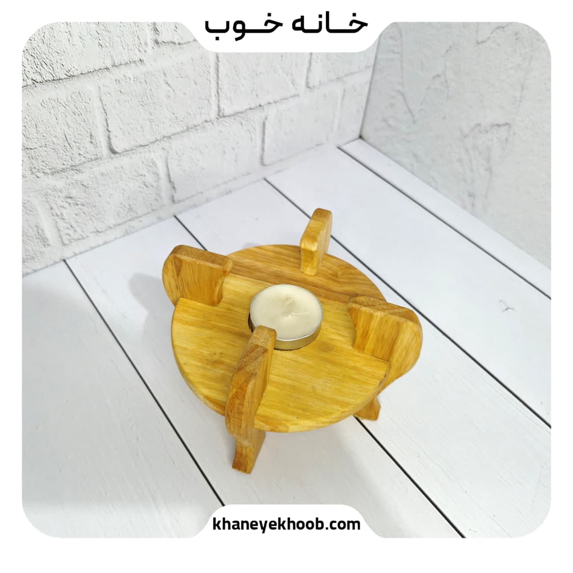 پایه وارمر قوری چوبی رابروود پایه‌دار (گرمکن قوری) — تصویر ۴