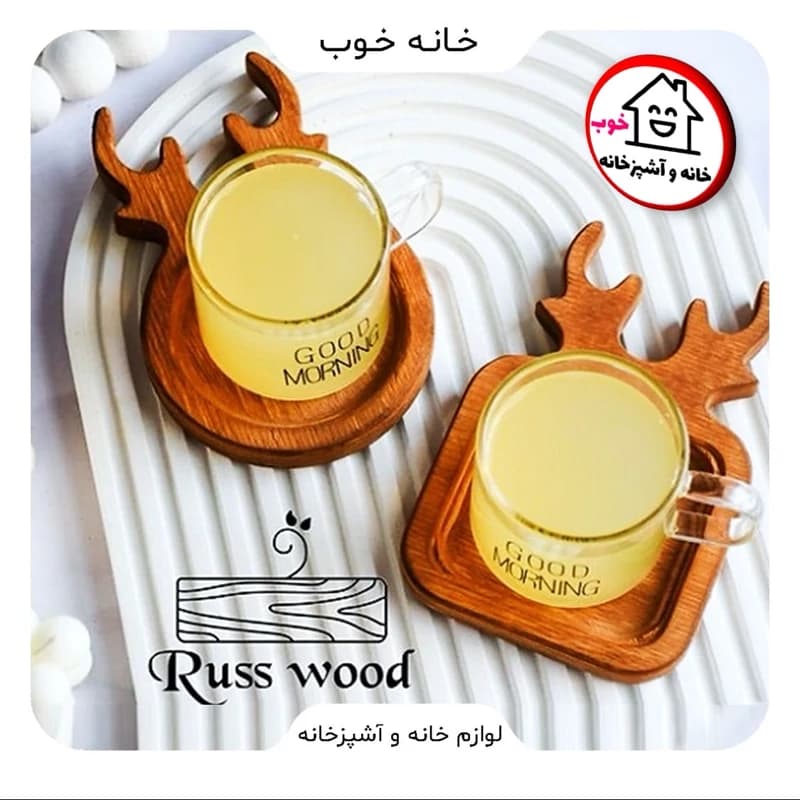 ّزیر لیوانی و خرما خوری چوبی مدل گوزن بسته 1 عددی