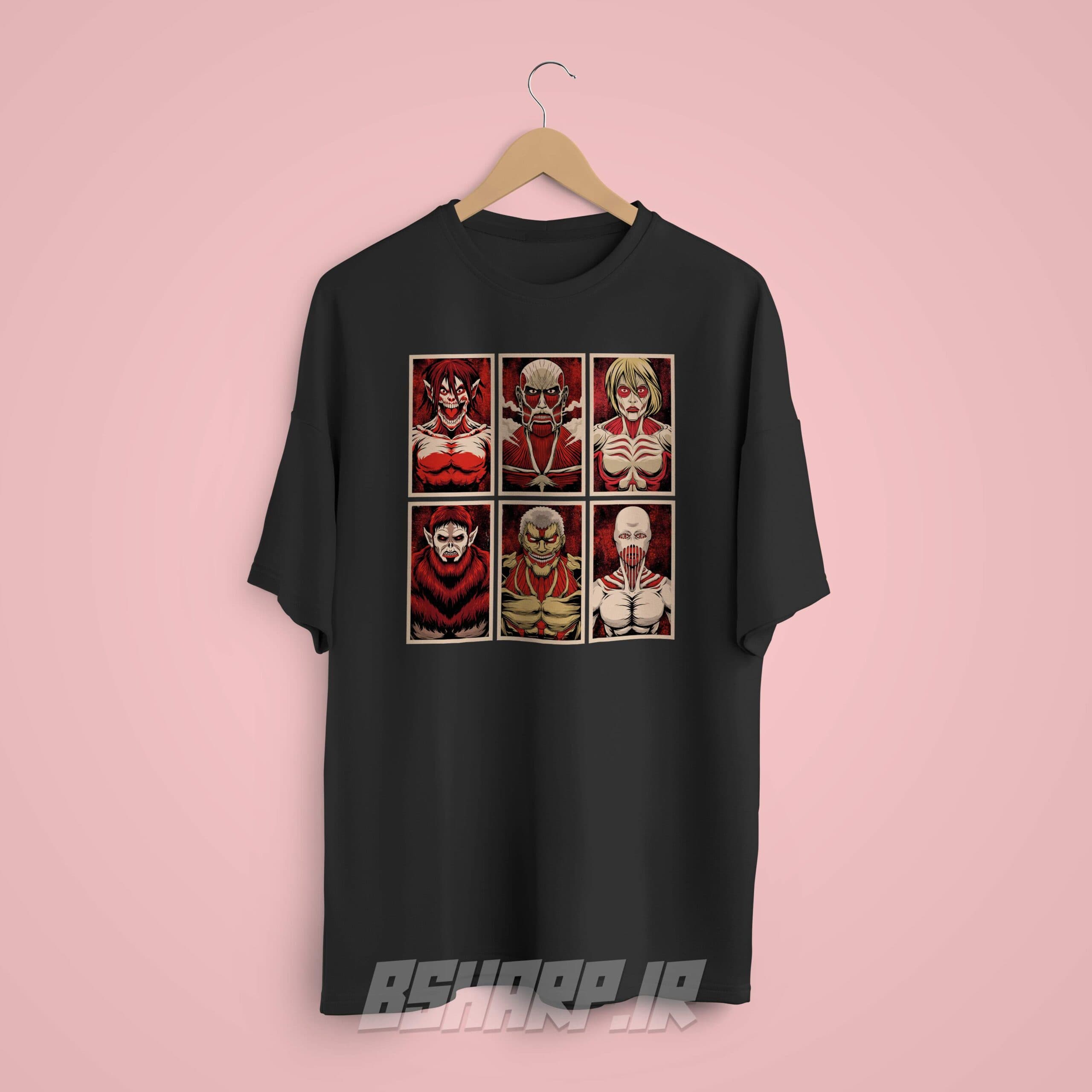 تیشرت Attack on Titan طرح Six Titans — تصویر ۸