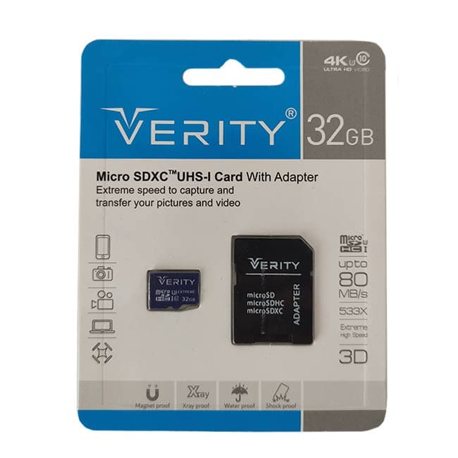 کارت حافظه MicroSD وریتی 32G مدل Veri-533 C10 سرعت 80MB/S