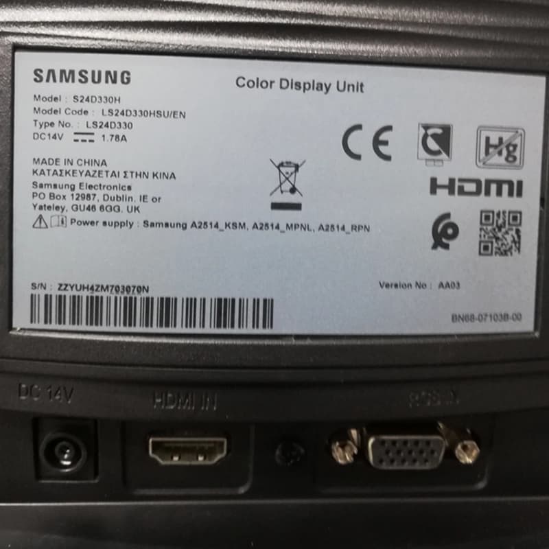 مانیتور 24 اینچ سامسونگ SAMSUNG LED S24D330H 24 inch استوک — تصویر ۲