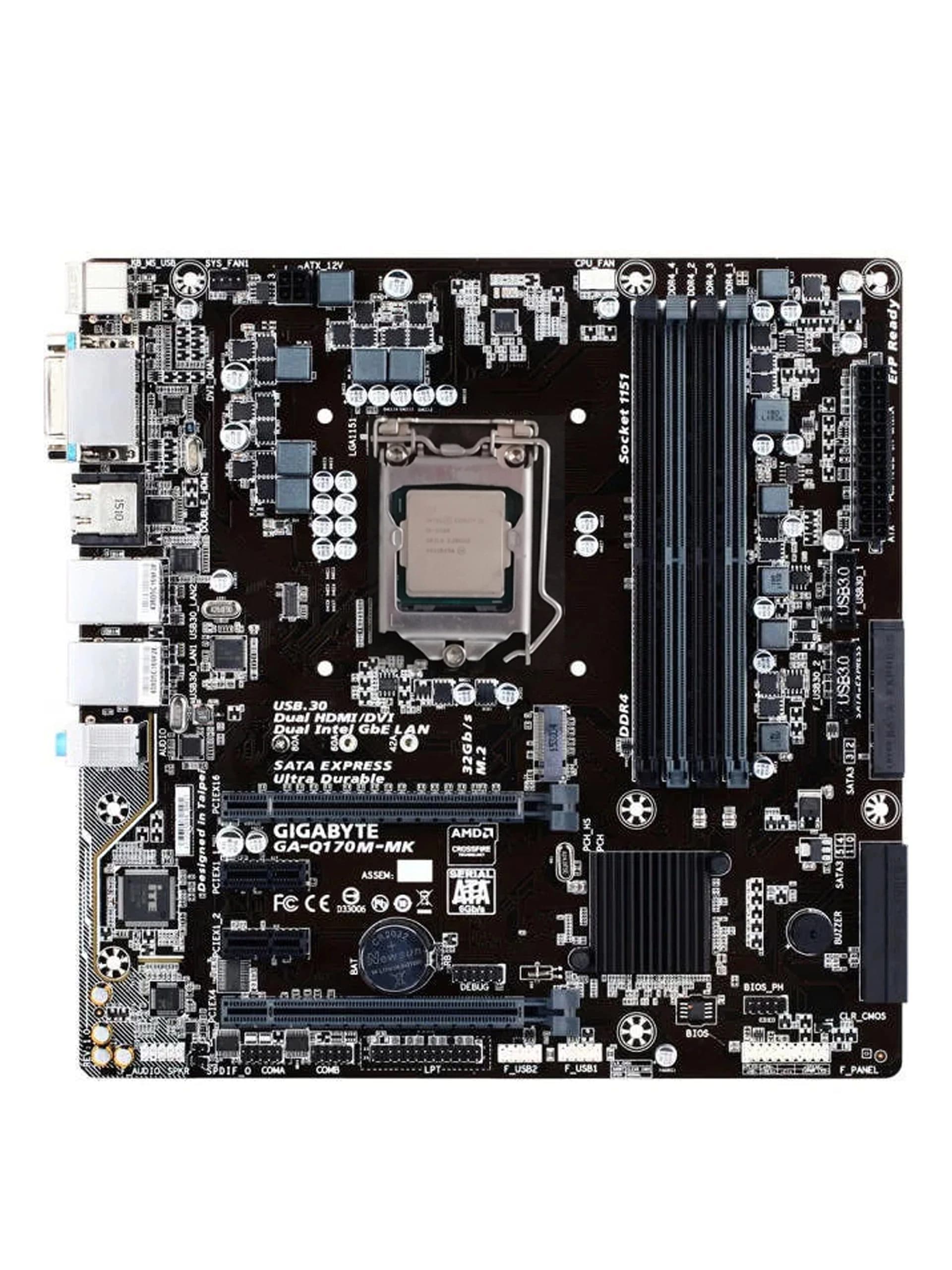 باندل مادربرد گیگابایت GIGABYTE Q170M-MK + Intel Core i5 6500 استوک