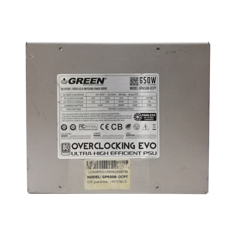 پاور 650 وات گرین Green GP650B OCPT استوک با گارانتی تا 1407/06 — تصویر ۳