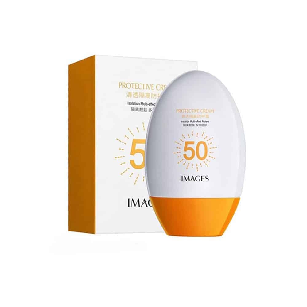 مراقبت پوست کرم ضد آفتاب بدون رنگ ایمجز SPF50 مدل PROTECTIVE محافظ UVA ،UVB، ضد آب، مناسب انواع پوست وزن 45 گرم — تصویر ۴