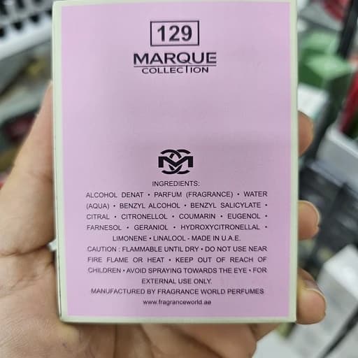 ادکلن مارک کالکشن 129 (مشابه عطر شانس شنل زنانه / Chanel Chance) — حجم 25 میل رایحه میوه ای و پودری و ملایم ماندگاری 6 — تصویر ۲